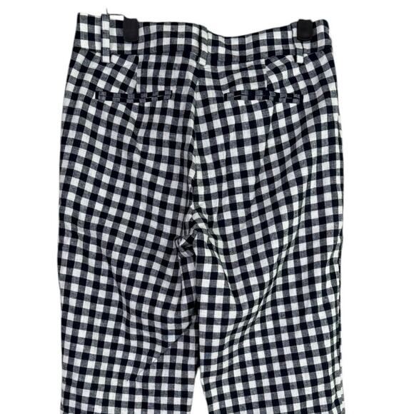 J Crew Holland Linen Straight Leg Checkered Pants Ankle Pockets 00 Black White - Picture 5 of 14